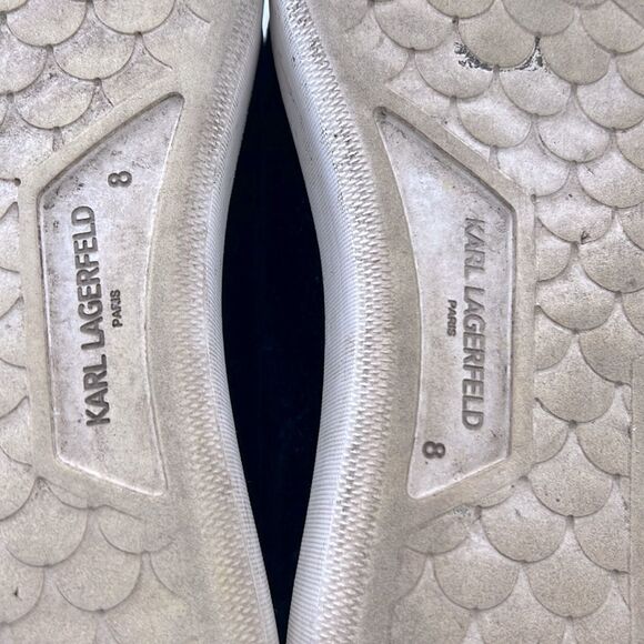 Pre-Loved Karl Lagerfeld Men US 8 Black Textile Leather Shoes Comfort Sneakers  - Picture 12 of 13